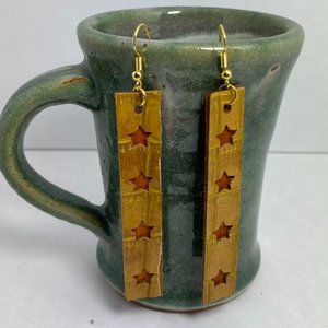 Leather and Wood earrings handmade